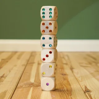 Augenwürfel Maxi aus Holz – Glitzerwürfel zum Spielen, Lernen & Entdecken