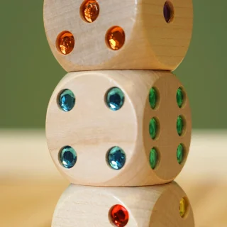 Augenwürfel Maxi aus Holz – Glitzerwürfel zum Spielen, Lernen & Entdecken