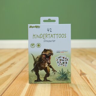 TapirElla Tattoo-Set Dinosaurier A6 – 3 Bögen Kinder-Tattoos mit beeindruckenden Dino-Motiven