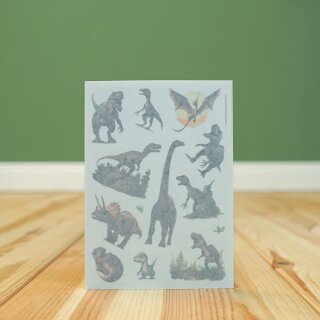 TapirElla Tattoo-Set Dinosaurier A6 – 3 Bögen Kinder-Tattoos mit beeindruckenden Dino-Motiven