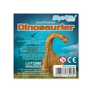 TapirElla Leuchtsticker Dinosaurier – 12 Glow-in-the-Dark Wandsticker für Kinderzimmer