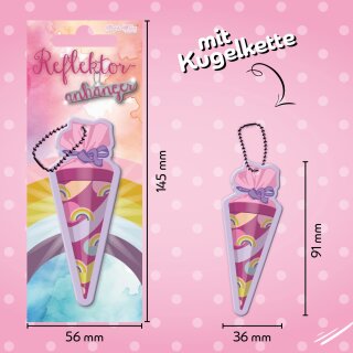 TapirElla Reflektoranhänger Schultüte Pink – Reflektierender Anhänger für Schulranzen & Rucksack